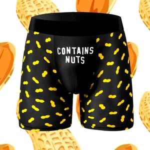 New XL contains nuts funny underwear boxer brief gag balls peanut joke bro guy